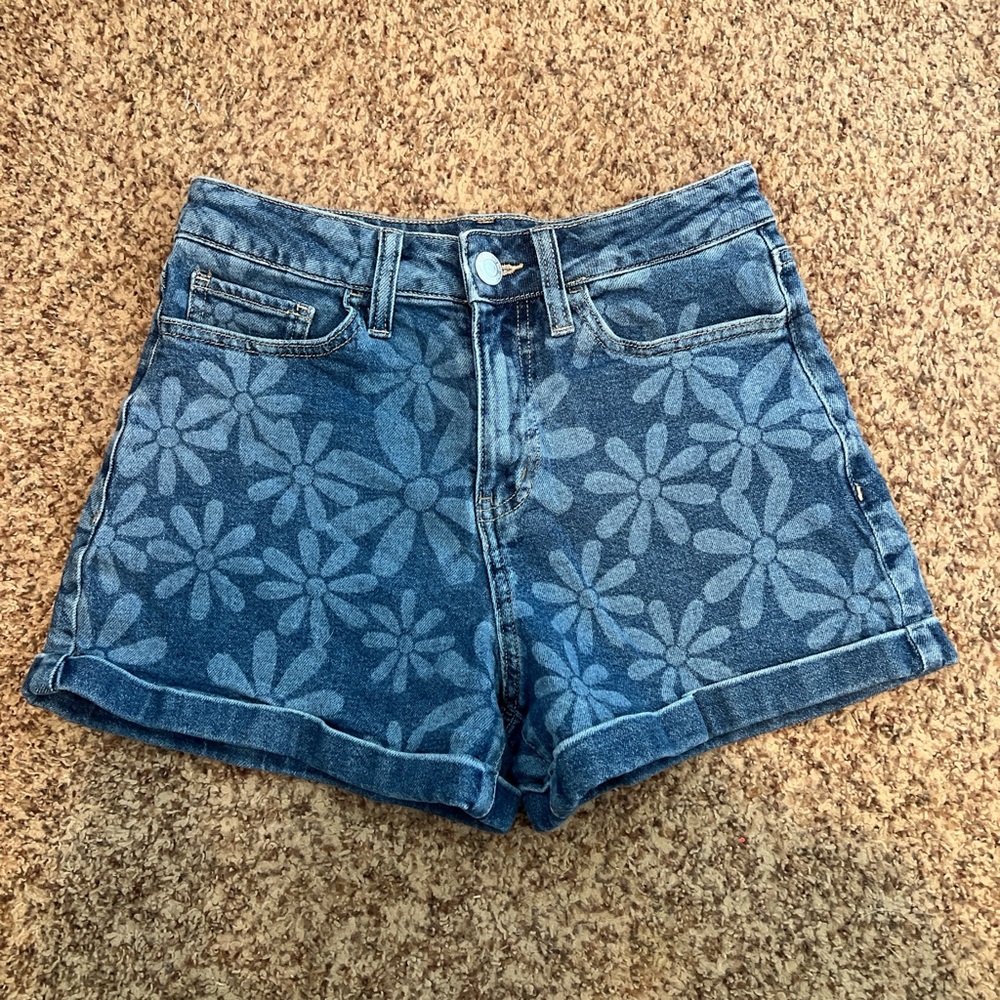 SO Blue Floral Jean Shorts